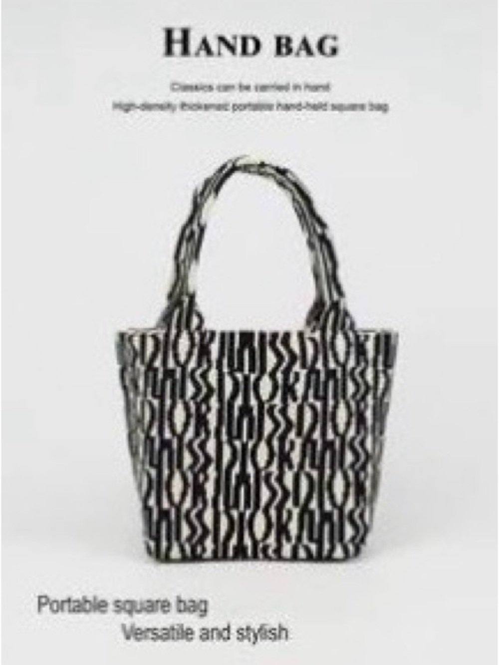 Miss D  Black & White Patterned Mini Tote Bag
